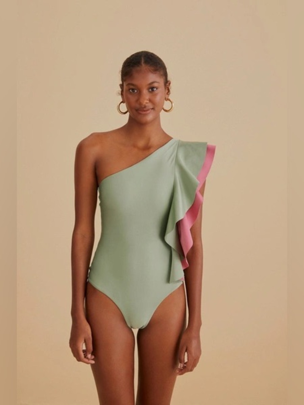 Farm Rio Ruffle One-Shoulder One-Piece Swimsuit NWOT - Picture 2 of 8